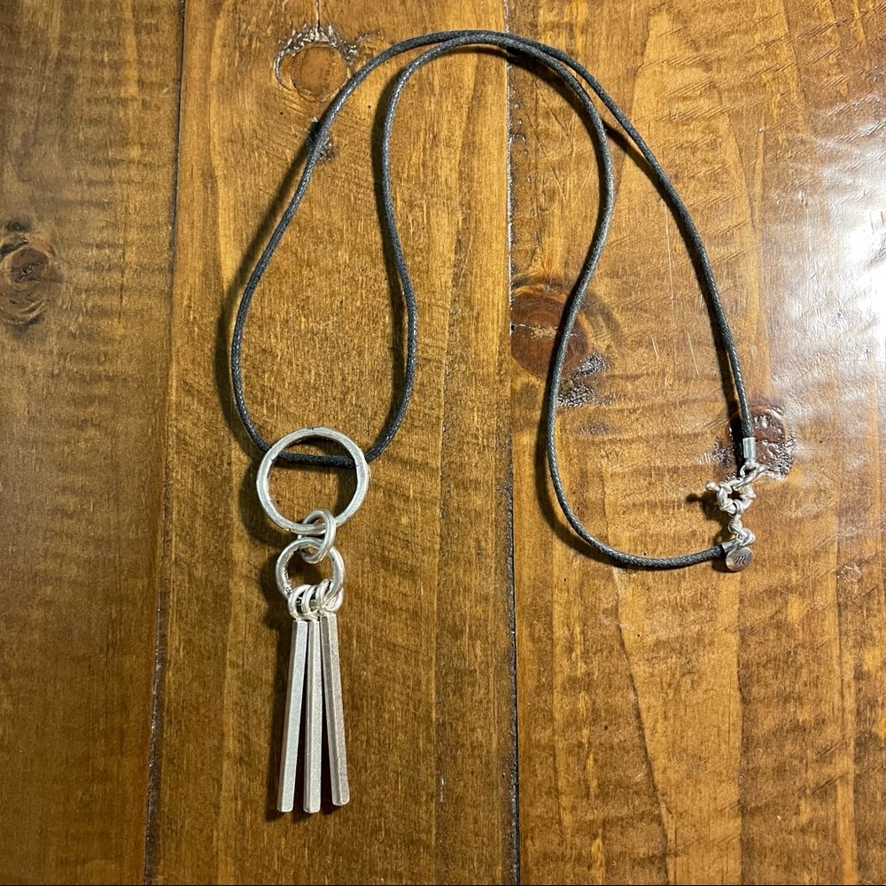 Madewell Hammered Rings Bars Fringe Cord Necklace